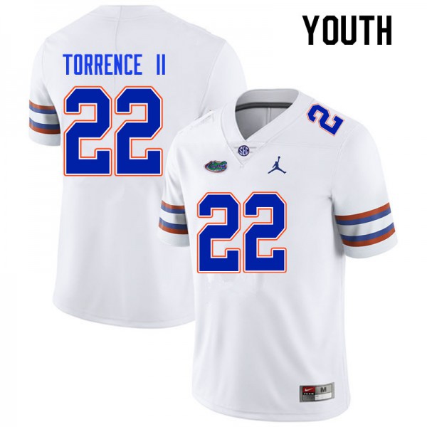 Youth #22 Rashad Torrence II Florida Gators College Football Jerseys White